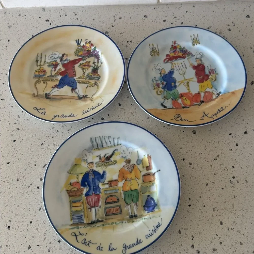 Williams Sonoma French Chef Cuisine Salad/Dessert Set of 5 Plates Made in Japan